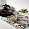 Glass Decorative Snack Serving Board Magnolia Flowers 60x52 cm