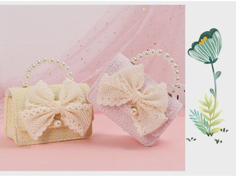 Сумочка принцессы с зимним жемчугом и бантом: Милый, универсальный кошелек для монет через плечо