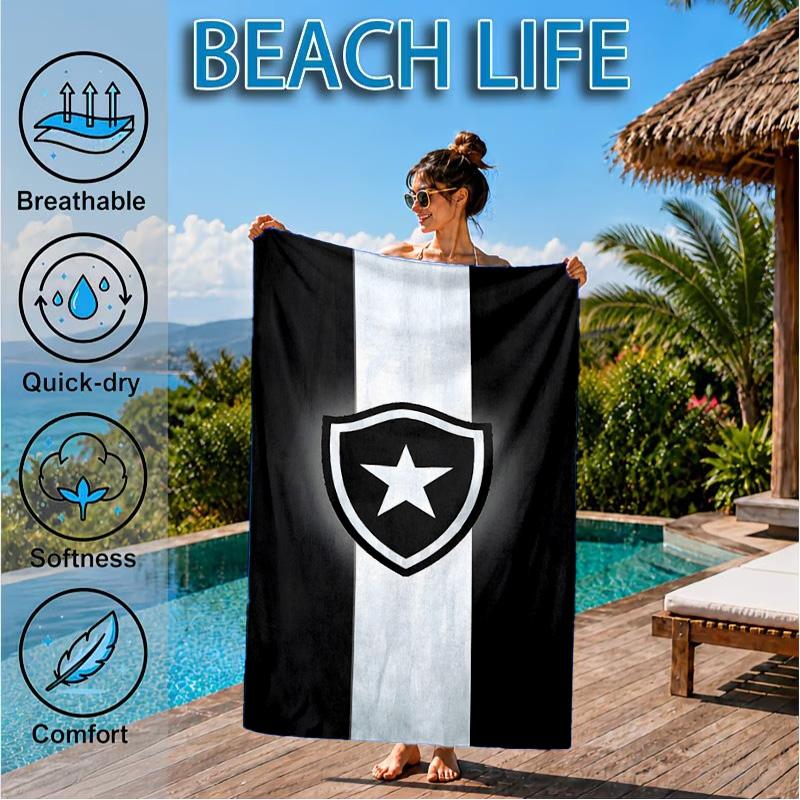 Shield With Star Emblem Printed Microfiber Beach Towel, Soft And Absorbent, Quick-Dry, Ideal for Summer Travel, Beach Essential, Swimming Pool