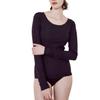 Gunze CALME Long Sleeve Beautiful Black É (TC2846P) Women's Innerwear, Cut-Off Rib, Sweat-Absorbing Pads, Non-Slip, Silhouette,