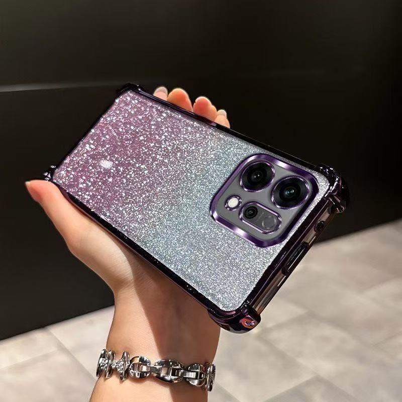 Модный прозрачный чехол со блестками для Reno 15 14 13 Pro Max F OPPO A6X A5X A3X A80 A60 A40/M Четырехугольный противоударный защитный чехол
