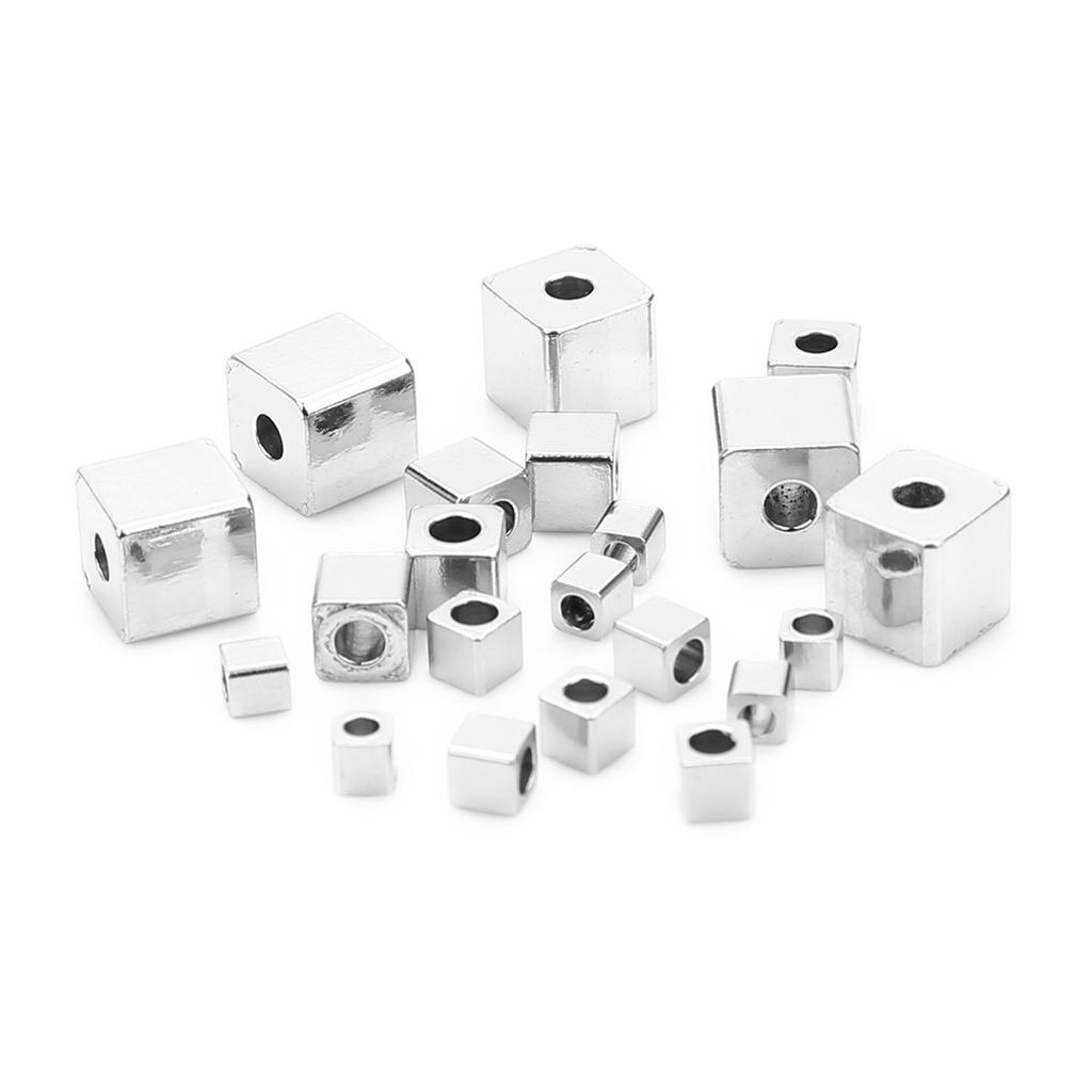 Stainless Steel Beads Square Round Big Hole Loose Spacer Bead For Jewelry Making Charm Bracelets Necklace Finding