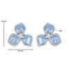 Silver stud earrings, blue flowers, 925 silver