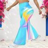 Women's Casual High Waist Flare Pants, Abstract Floral Print Streetwear Bell Bottom Trousers