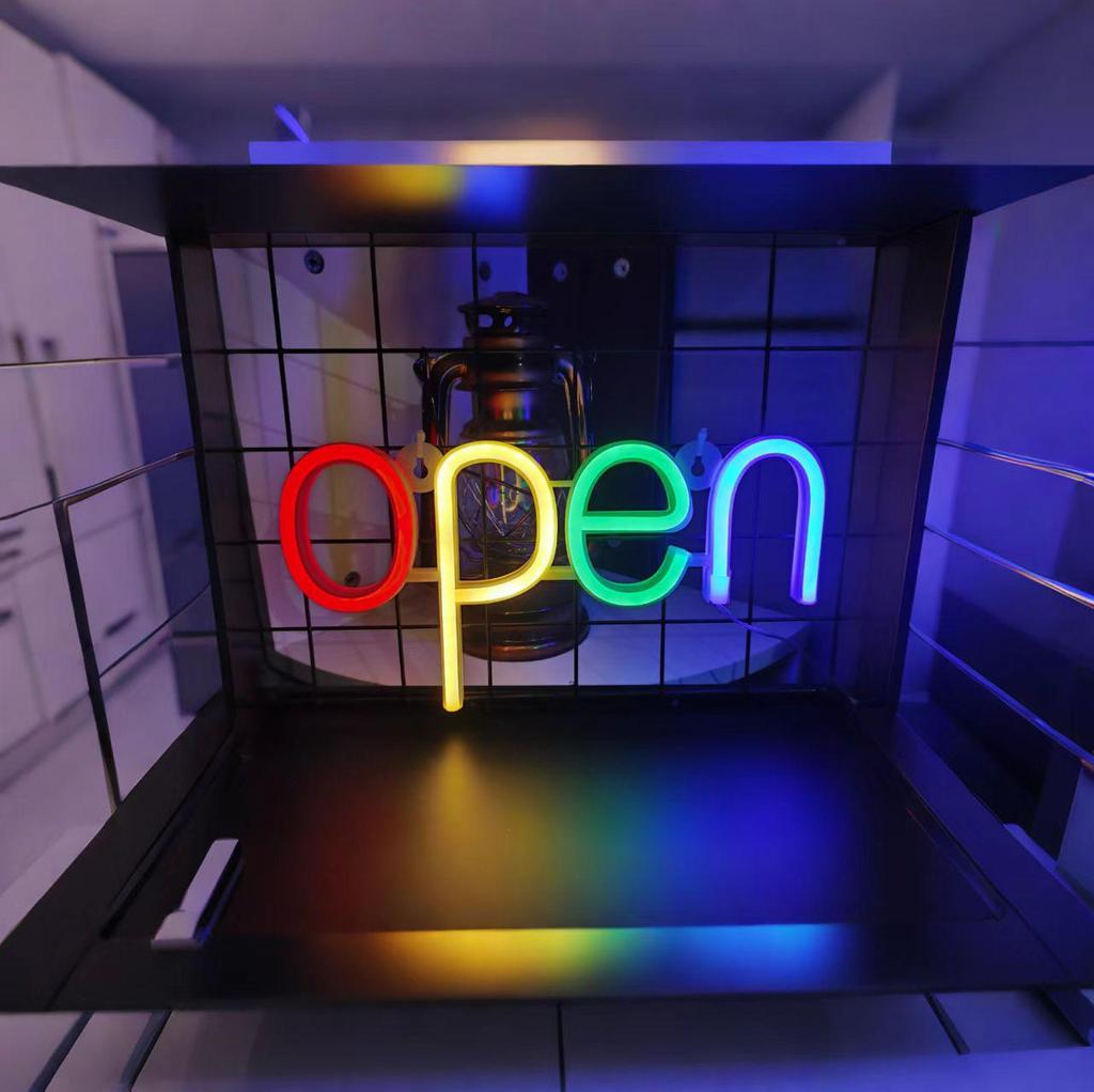 Современная светодиодная неоновая настенная вывеска 'Open' - Осветите свой дом стильным сиянием