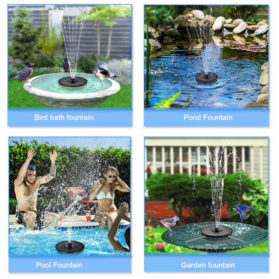 Solar Fountain Pump Kit Solar Powered Bird Bath Fountain with 6 Spray Nozzles