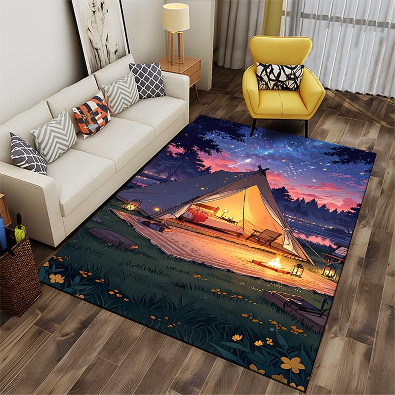Cozy Tent Under Starry Sky suitable as a non-slip mat for the living room or bedroom sofa
