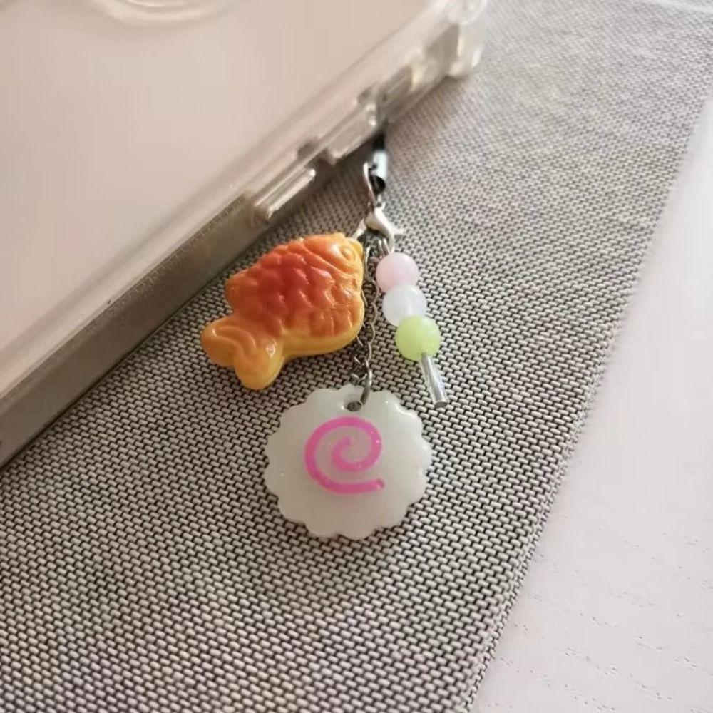 Japanese Fish Cake Keychain Pink Squid Roll Dango Phone Charm Food Taiyaki Pendant  Friends Gift
