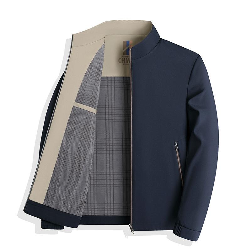 Высококачественные осенние мужские куртки, деловые повседневные топы с воротником-стойкой, деловые куртки для мужчин среднего возраста, весенние и осенние стили