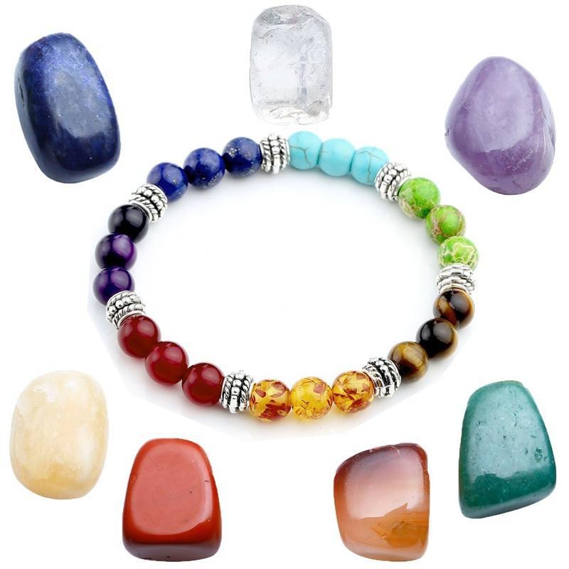 Браслет из натурального камня оникса с тигровым глазом и кристаллами