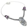 Dendrite Opal, Amethyst 925 Sterling Silver Jewelry Necklace 18" q1T66