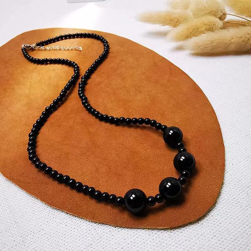 Простое черное ожерелье из бисера, модное ожерелье из бисера, женский подарок, ювелирные аксессуары