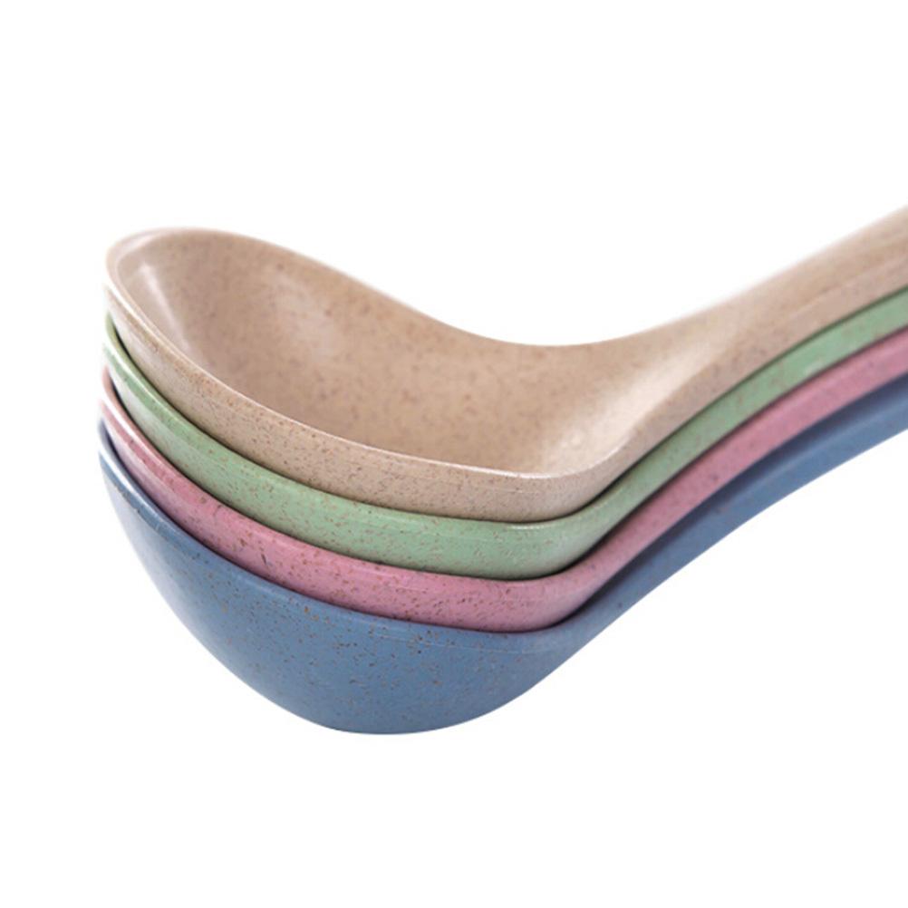 Ручка Суп Половник из пшеничной соломы Утолщенная ложка для каши Ложка из пшеничной соломы Для дома Кухни Ресторана Синий