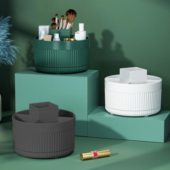Держатель для кистей для макияжа, вращающийся на 360 градусов, большая вместимость, несколько отделений, органайзер для косметики на столешницу