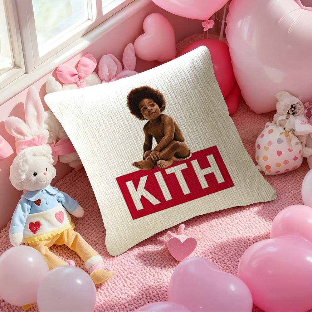Classic Logo KKITH Pillow Case Antidustmite Pillowcase Invisible Zipper Silky Short Plush Sofa Cushion Cover