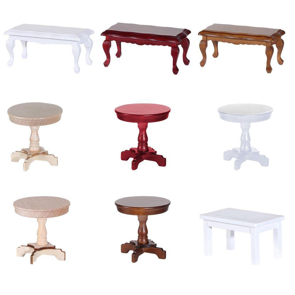 Моделирование приставного столика, мебель, игрушки, кукольный домик, украшение, деревянный журнальный столик, 1/12 кукольный домик