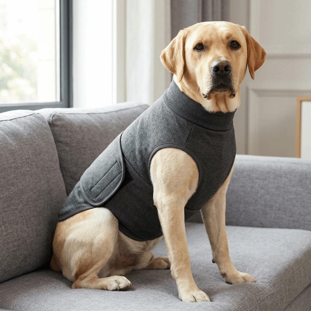 Soft Fabric Dog Calming Jacket Adjustable Thunder Relief Dog Shirt Outdoor Walking