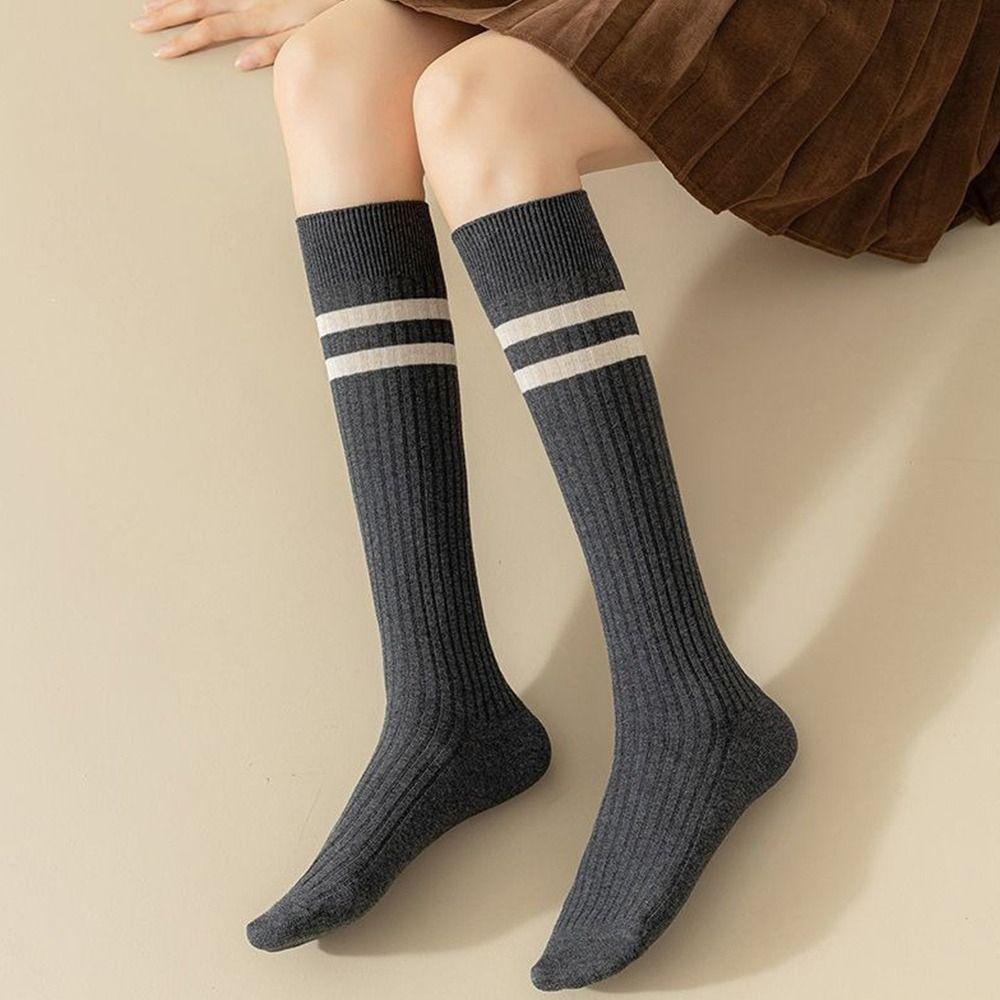 Knitted Cotton Socks Solid Color Stockings New Fashion Women Socks