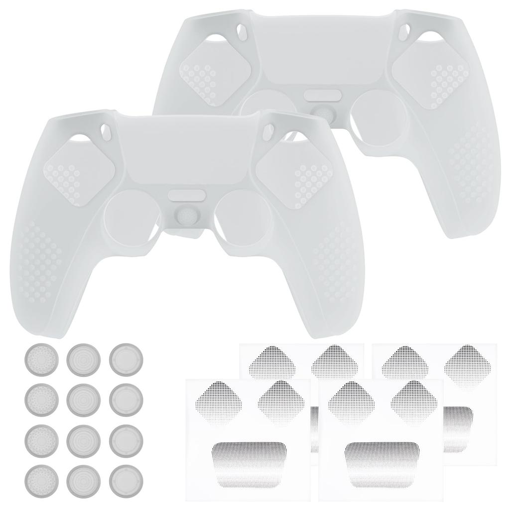 Защитный чехол для PlayVital ps5, улучшенный силиконовый чехол, совместимый с зарядкой, 12 колпачков для большого пальца и 4 наклейки, 3D-гвоздики и ударопрочный