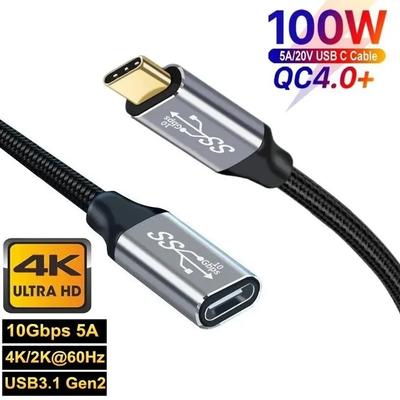 5A Type C Male Female 90 Angle Cable USB C Удлинительный кабель Быстрая зарядка USB Type C 3.1 PD100W Быстрая зарядка с угловыми кабелями