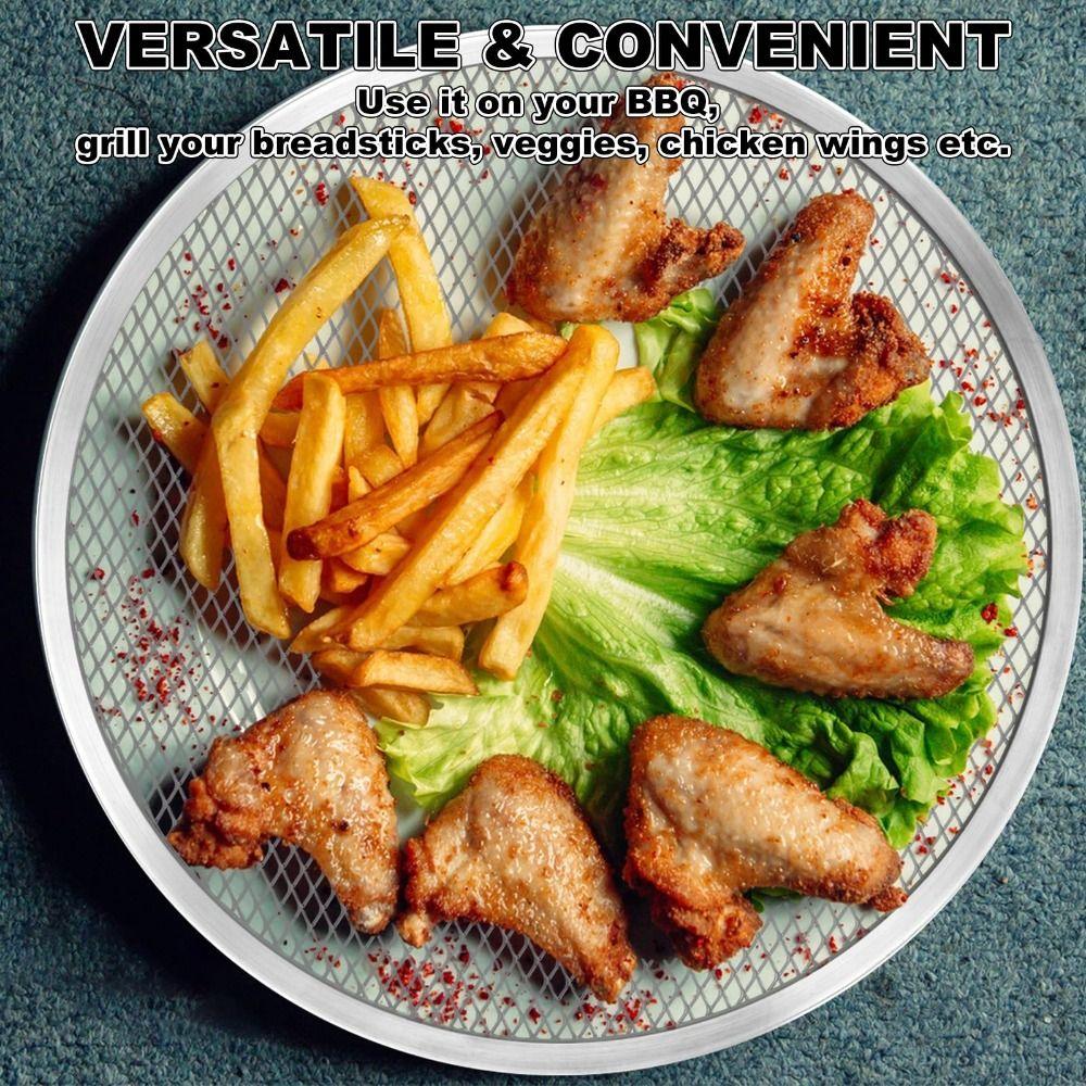 Reusable Pizza Pan Non Stick Bakeware Mesh Net Barbecue Grate  Oven Baking