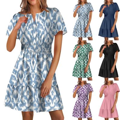 Женское свободное повседневное модное однотонное платье с V-образным вырезом