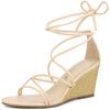 Allegra K Women's Lace-Up Strap Wedge Heel Sandals, Beige, Size 25.0 Cm