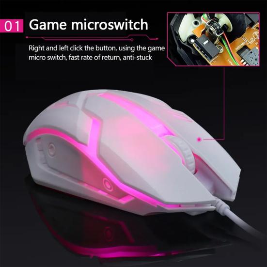 USB Wired Gaming Mouse LED RGB Ergonomic 1200DPI 3 Buttons High Precision Mute Desktop Computer Office Optical Mouse PC Accessories