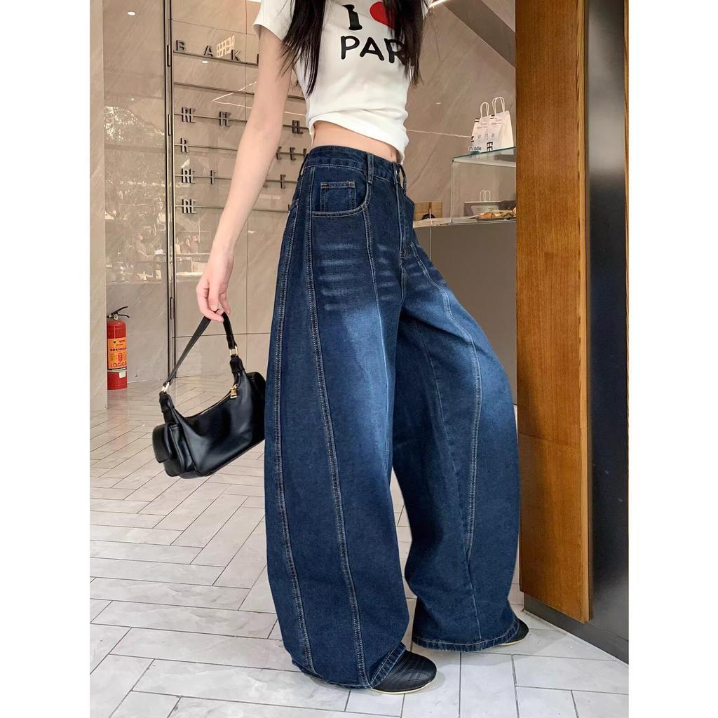 Унисекс Американские Ретро Вышитые Джинсы Сабля - Летние Свободного Кроя, Повседневные Широкие Брюки Деконструкция