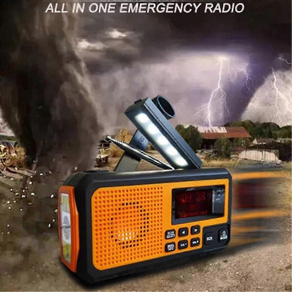DAB373BT Crank Radio +FM BT Emergency Radio with 5000 MAh Battery Solar with Alarm Clock Blackout E 0619 SZRH A-X
