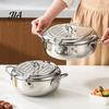 Professional Tempura Frying Tools Stainless Steel Stovetop Deep Fryer Pot with Thermometer, 2.2/3.2L Multifunctional Non Stick Versatile Cooking