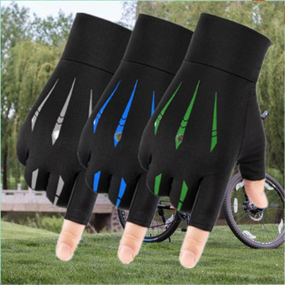 Fingers Outdoor Thin Mesh Opened Fingertip Semi-finger Two Finger Summer Gloves Ice Silk Gloves Anti-UV Gloves Sunscreen Gloves