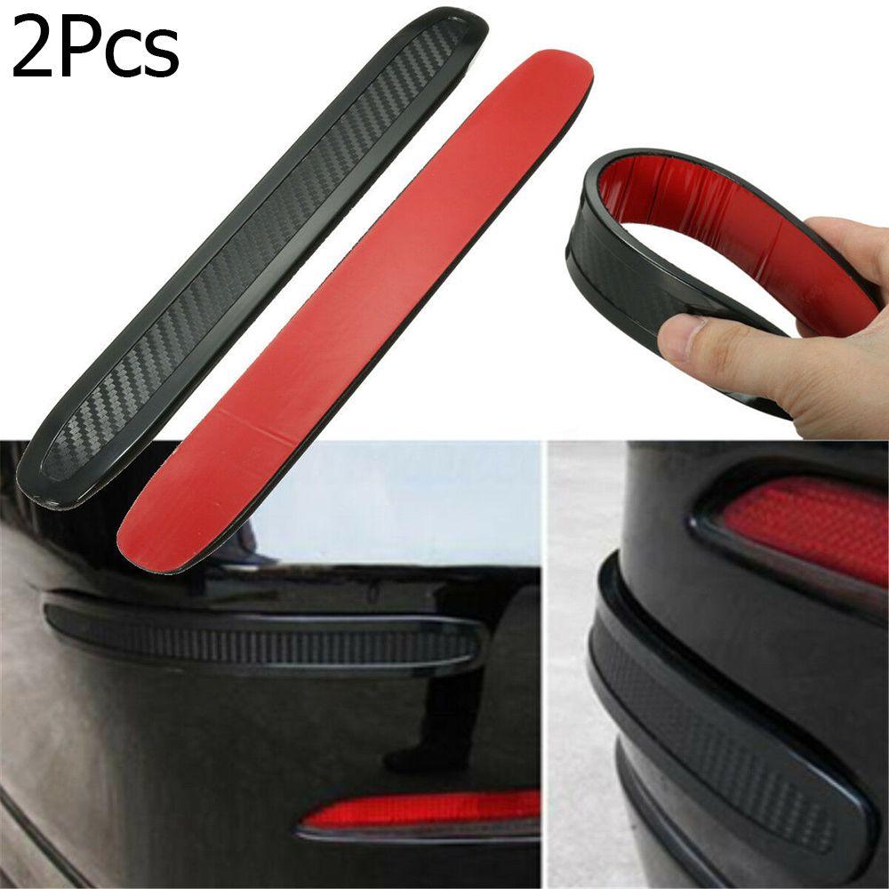 2Pcs Practical Rubber Carbon Scratch Guard Front/Rear Corner Anti-rub Car Bumper Strip