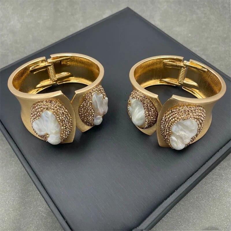 Natural Baroque Freshwater Pearl Cuff Bracelet for Women Personalized Irregular Pearl Bangle Birthday Party Exquisite Jewelry