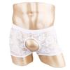 Men Sheer Lace Boxer Shorts Open Front Back See Through Pants Underwear