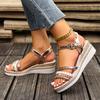 Модные винтажные сандалии на платформе с бахромой для женщин, повседневные коричневые сандалии на танкетке для женщин, летние сандалии с пряжкой, легкие сандалии на плоской подошве Mujer