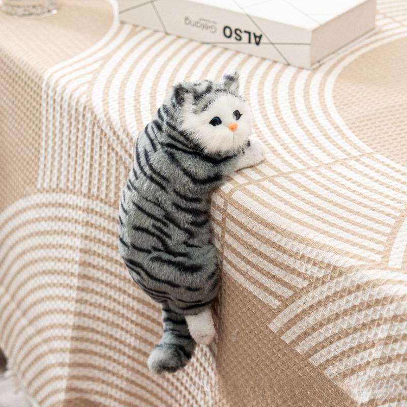 Simulation Hanging Cat Plush Doll, Cute Animal Pendant Ornament for TV Cabinet Air‑Conditioner Home Decor Kids Toy