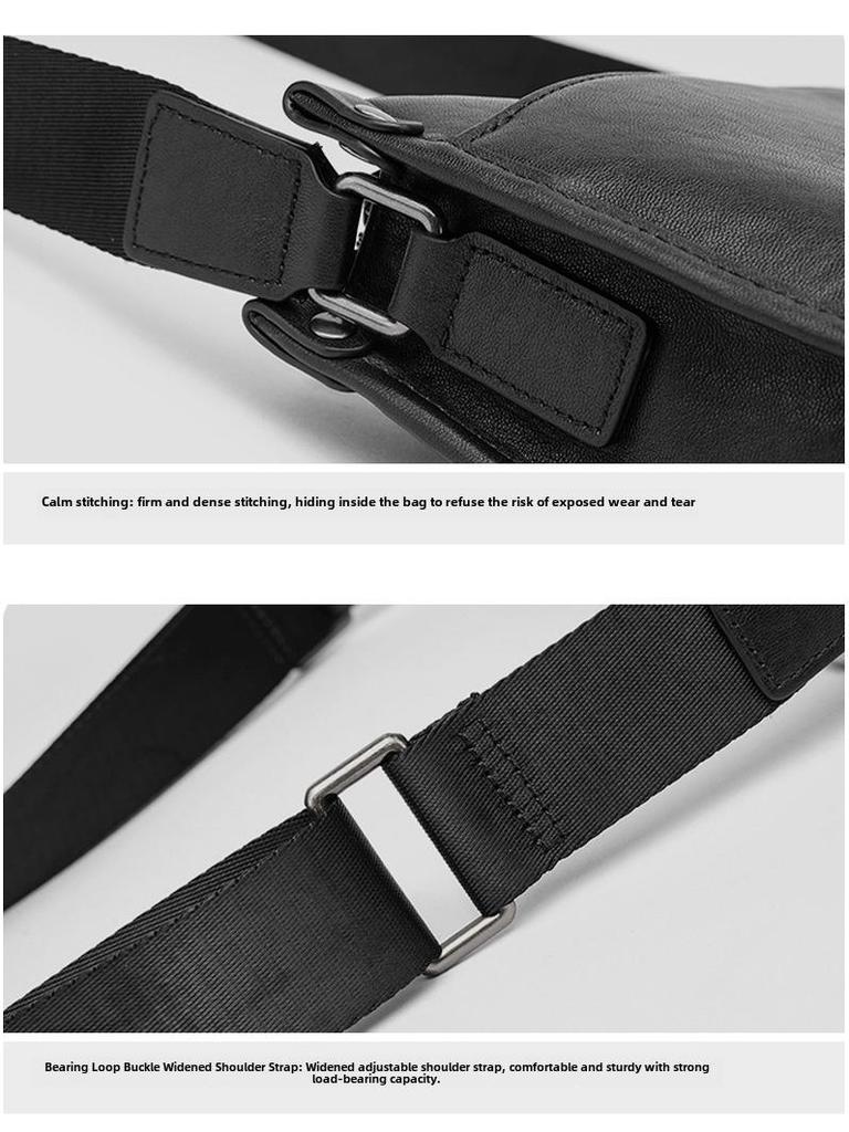 Men's Genuine Leather Trendy Waterproof Shoulder Bag - Large Capacity and Casual Style