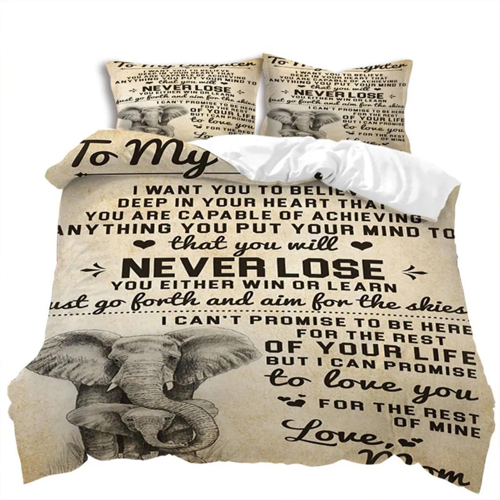 Letter Duvet Cover Abstract Word Print Wild Animal Theme The Meaningful Gift for Family and Friend Bedroom Decoration Queen Size