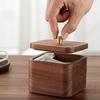 Деревянная баночка для ватных палочек из грецкого ореха с крышкой, органайзер для флосс-стиков, коробка для зубной нити, зубные принадлежности