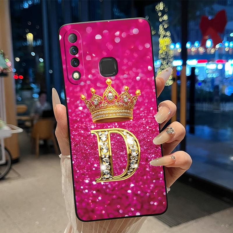 Красивый чехол-корона с буквами от А до Я для Infinix S4 Smart3 Plus X626 X267, черный, из мягкого силикона, противоударный