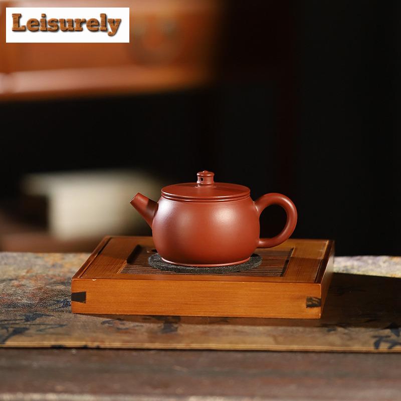 190 мл чайник ручной работы из фиолетовой глины Исин, ручной работы, колокольчик и барабан, чайник из сырой руды Чжу, чайный сервиз Zisha, принадлежности для питья, подарок