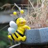 2 шт., украшение для кашпо в виде пчелы, подвесная скульптура пчелы, мультяшная фигурка пчелы из смолы для горшечных растений, декор для края цветочного горшка