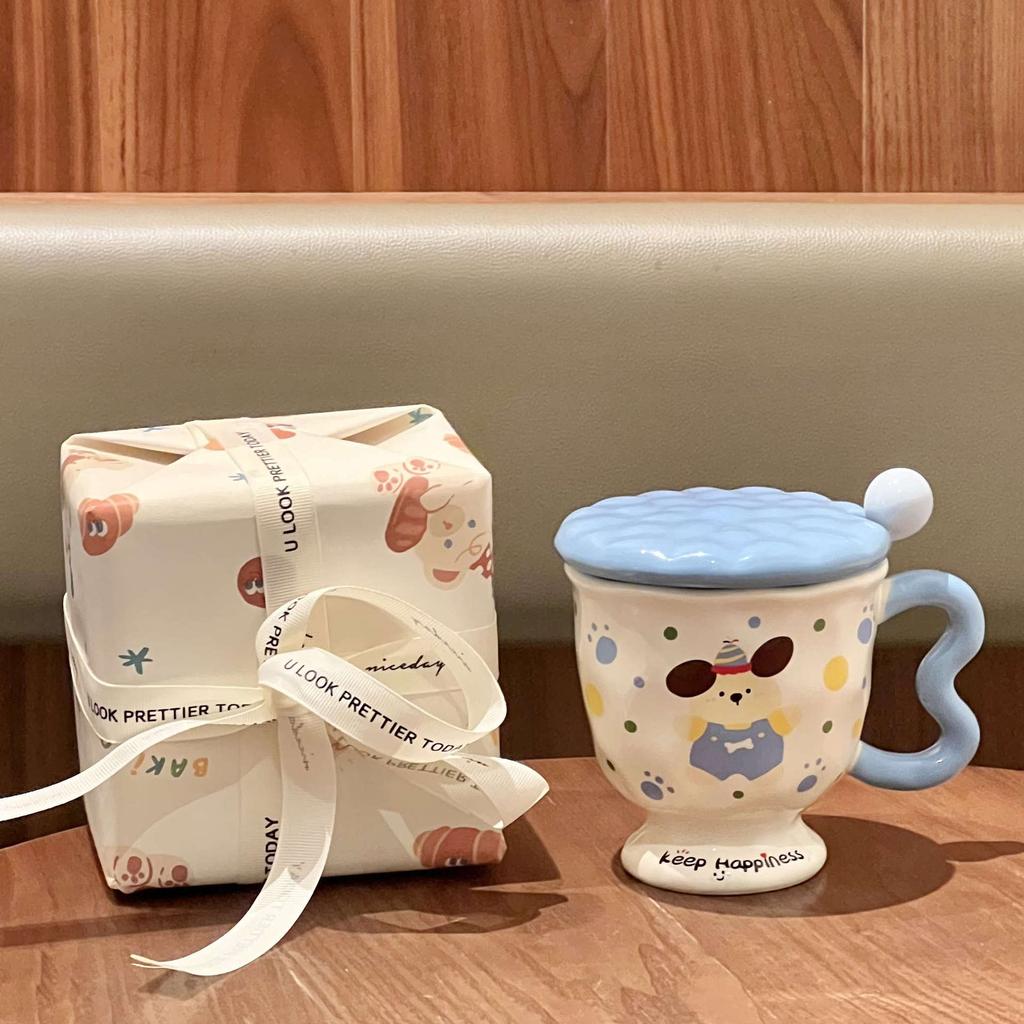 Подарок на день рождения Милая кружка с щенком в горошек Девочка Высокомерный кролик Керамическая чашка для питья Сувенир для лучшего друга