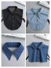 Fashion Denim Shirt Fake Collar Vintage Solid Detachable Shirt Collar False Lapel Blouse Top Women Clothes Accessories Girls