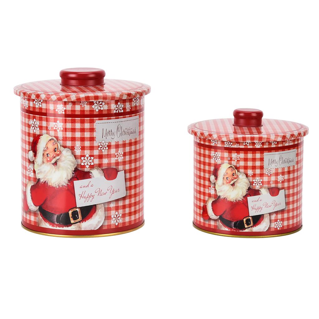 2PCS Christmas Jar with Lid Gift Candy Storage Jar Tinplate Sealed Storage Canister for Biscuits Sna