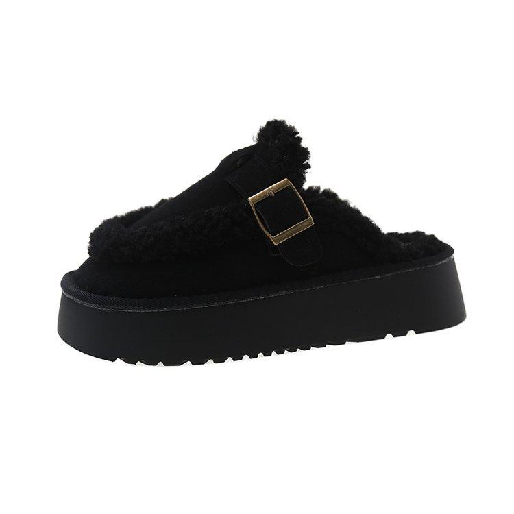 Мода 2024 года, зимние новые тапочки на толстой подошве, женские меховые тапочки, теплые женские хлопковые тапочки большого размера