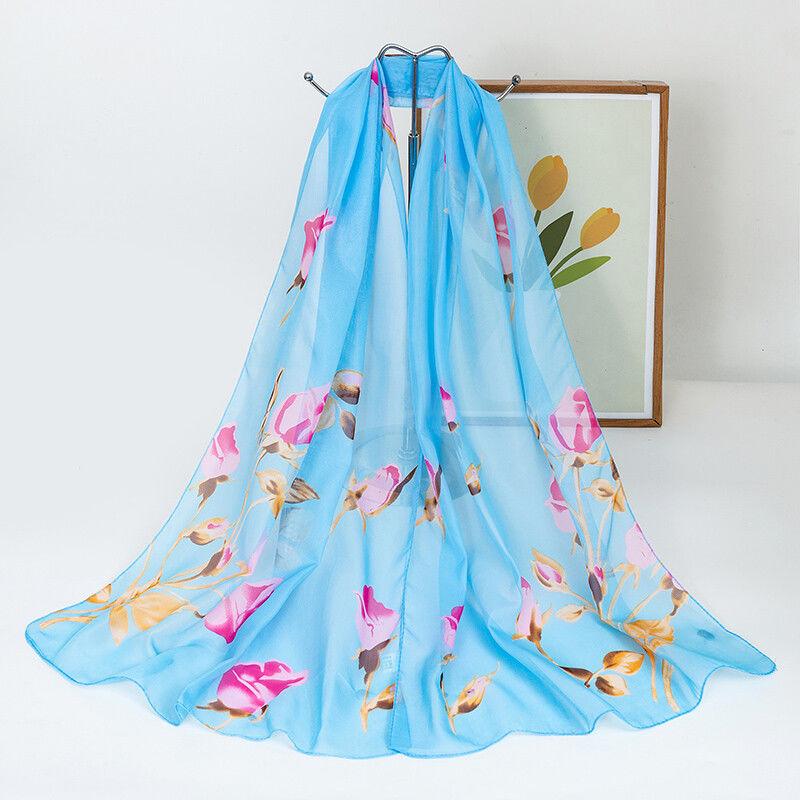 Spring Scarf Women's Chiffon Printed Thin Silk Scarf Shawl Dual-use Gift Women's Scarf Headband