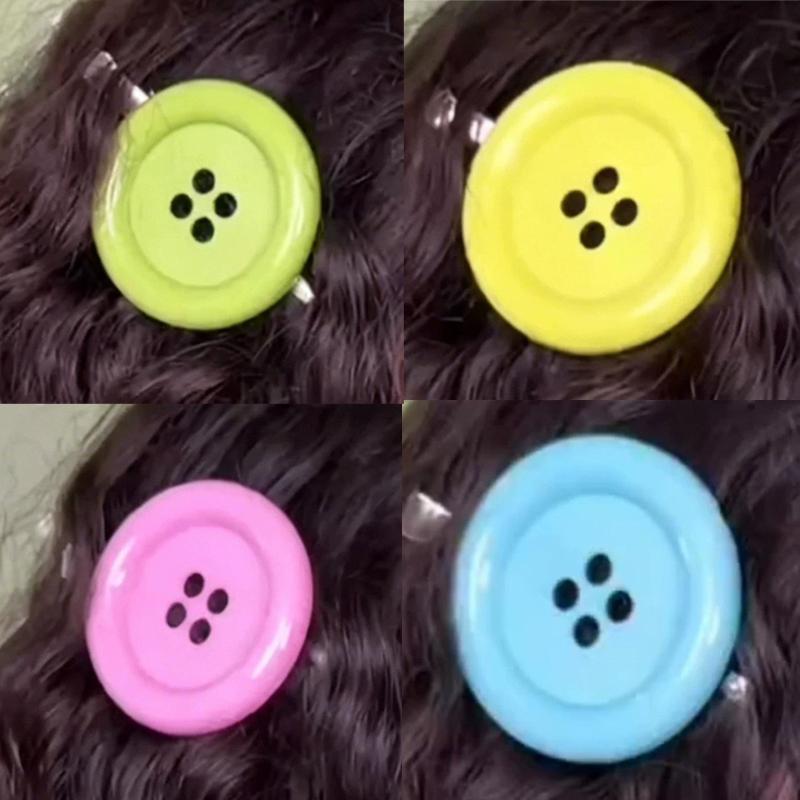 4pcs Fashion Colorful  Y2K Large Button Side Hair Clip Harajuku Candy Girls Gift Subculture Vintage INS Decoration Accessories