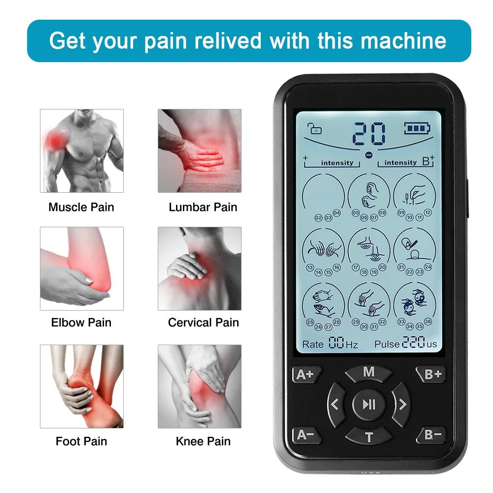 36 режимов Электрический Tens Relax Мышечный стимулятор EMS Акупунктурный массажер для тела Цифровая терапия Машина для похудения Электростимулятор